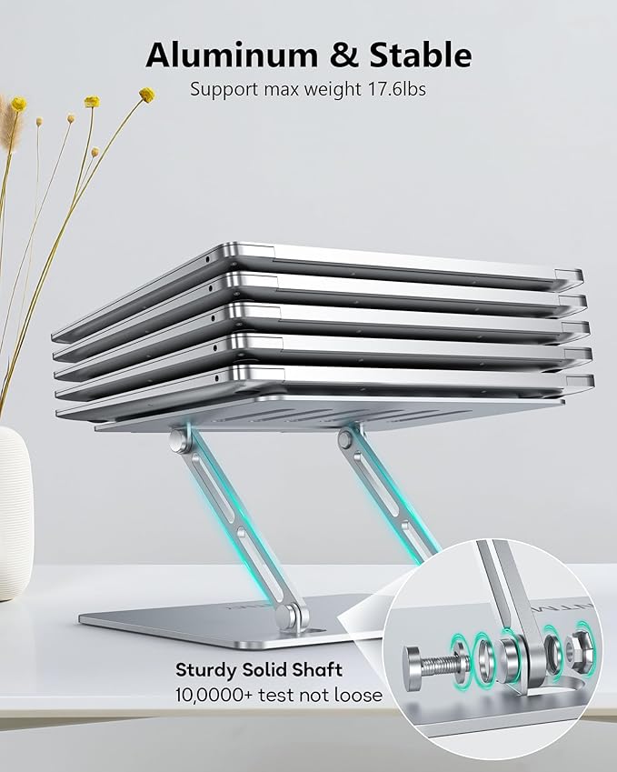 Adjustable Laptop Stand, Ergonomic Computer Stand for Desk, Aluminum Ventilated Colling Laptop Riser Holder Mount Compatible with MacBook Pro Air, Dell 10-15.6" All Laptops