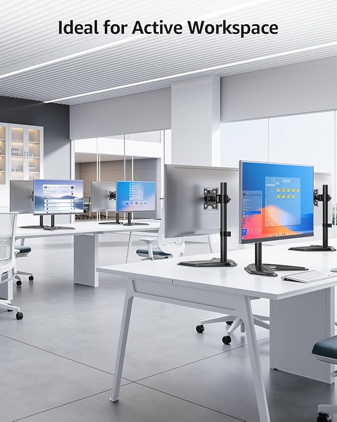 MOUNTUP Single Monitor Stands, Freestanding VESA Monitor Desk Mount fits 13'' to 32'' Computer Screen with Height Adjustable, Swivel, Tilt, Rotation, Holds up to 17.6 lbs, VESA 75x75/100x100 MU0023