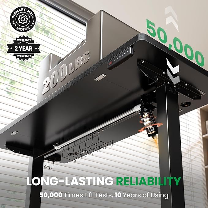 SIAGO Electric Standing Desk Adjustable - 55 x 24 Inch Sit Stand up Desk with 0.8 Inch Thick Tabletop - Adjustable Height Table with 3 Memory Preset, Cable Management for Home Office