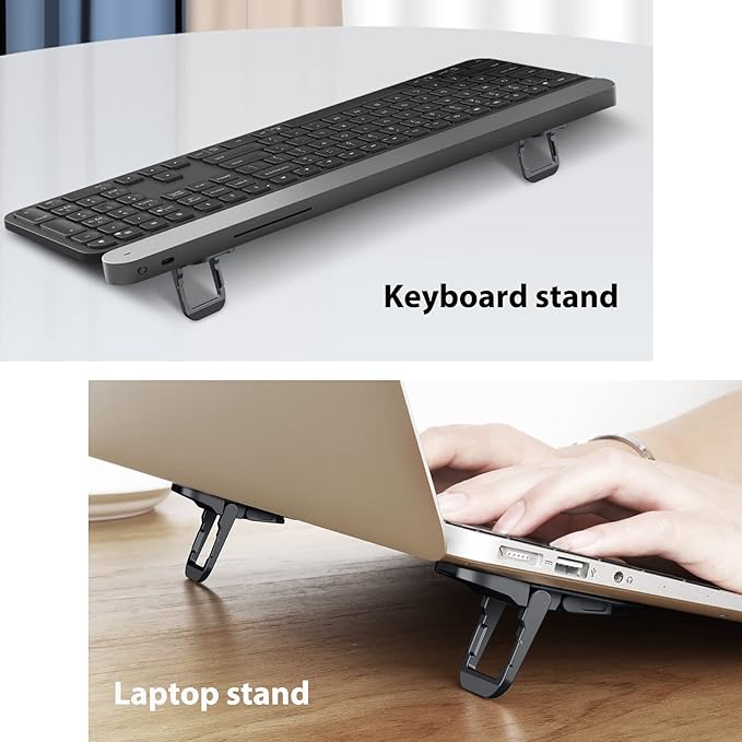 Nillkin Portable Laptop Stand with 3 Adjustable Angles, Flip Keyboard Riser Feet for Most Keyboards, Computer Keyboard Stand for Desktop, MacBook, HP and Other 10-17 Inches Laptop Feet Riser, Black