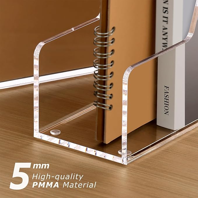 SANRUI 2-Pack Acrylic Magazine File Holder Desk Organizer Magazine Rack, Clear, Vertical File Sorter Holders, 9.45" D x 3.54" W x 10.24" H