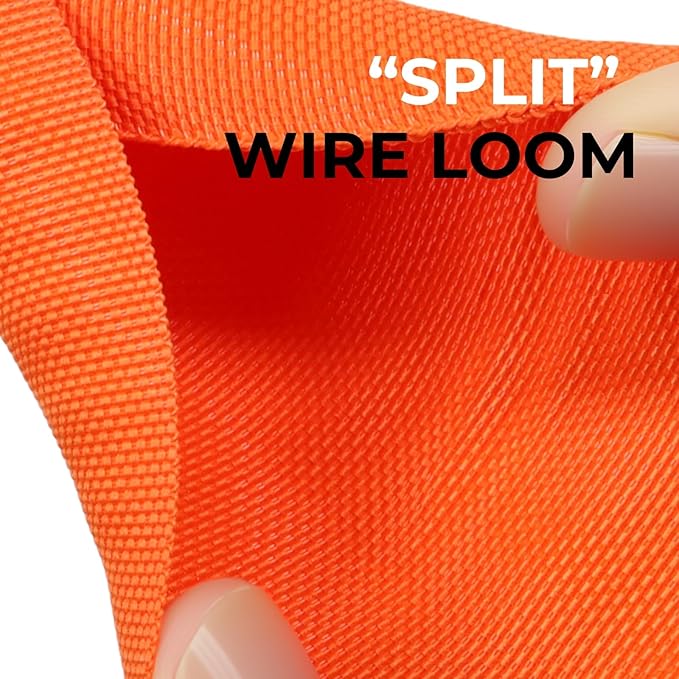 3/16 inch Split Braided Cable Management Sleeve for USB Cable Power Cord Audio Video Cable, Wire Loom Cord Protector from Cat Dog Chewing (Orange, 25FT)