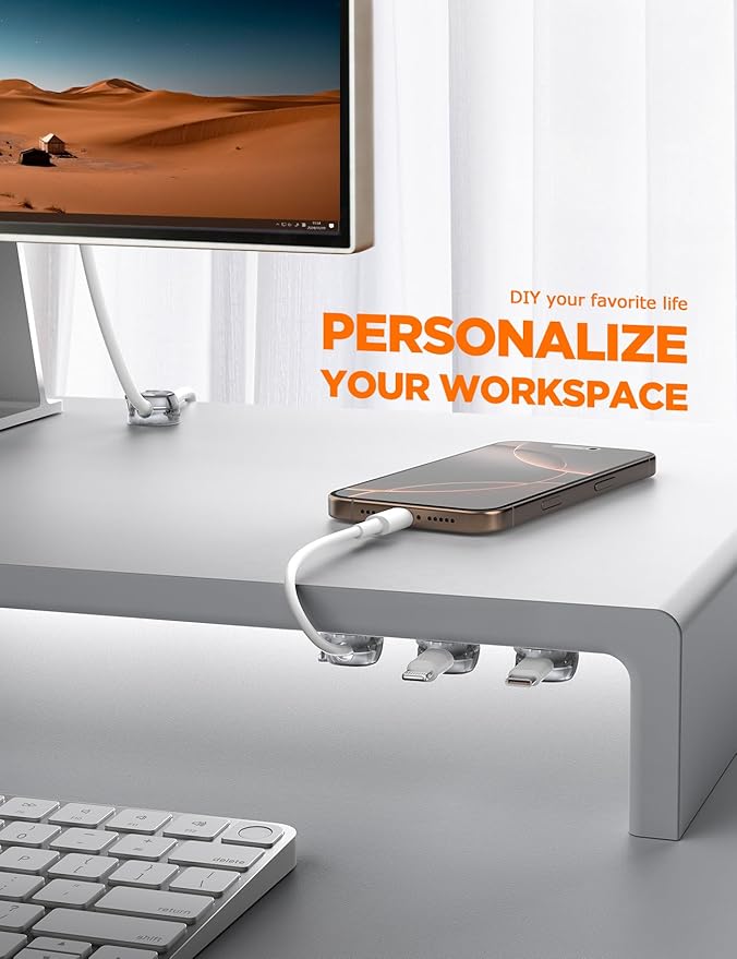 12Pack Cable Clips - Chfeila Latest Dual Spring Cord Organizer with Clasp Lock, [Max Stability] Desk Cable Management, Adhesive Phone Charging Wire Holder for Nightstand/Car/Wall, Office Accessory