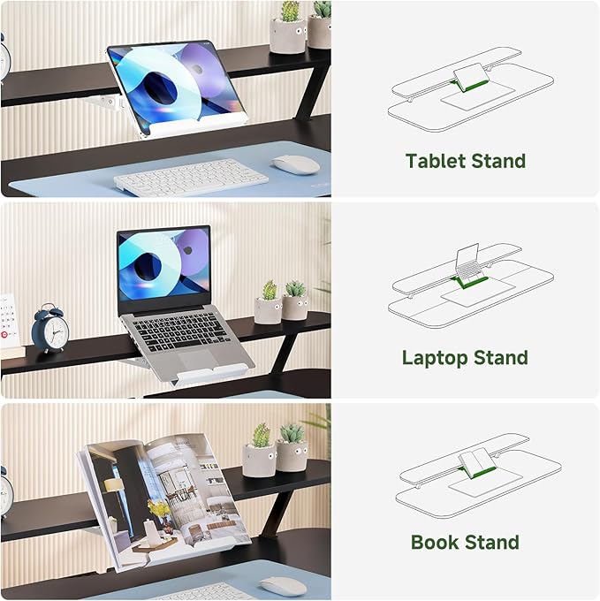 GTRACING Electric Standing Desk with Drawers, 55 x 24 Inches Height Adjustable Computer Desk with Monitor Stand, Laptop Stand, Sit Stand up Desk with Memory Preset for Home, Office, Black