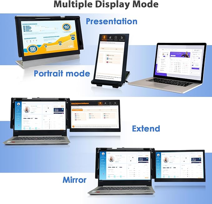 Teamgee P1 Plus Laptop Screen Extender 13.3” FHD 1080P IPS Display，Dual USB & HDMI Portable Monitor, Plug-and-Play Compatible with Mac/Windows/Android, Fits 13-17" Laptops
