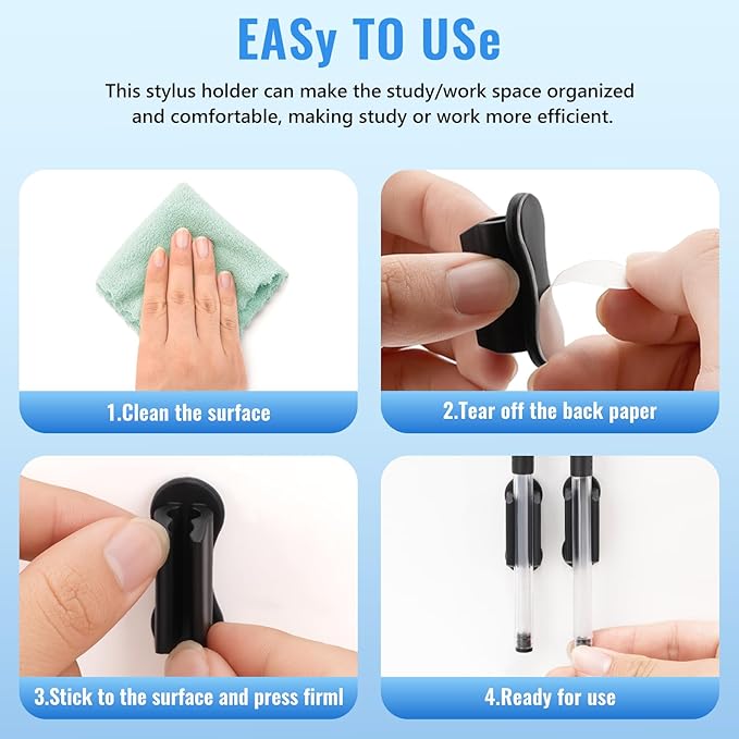 Adhesive Pencil Holders for Desk, 40 PCS Silicone Pencil Holder for Desk,Marker Holder, Adhesive Pen Holder for Classroom Clipboard Attachment, for School Office Accessories,Teacher Supplies