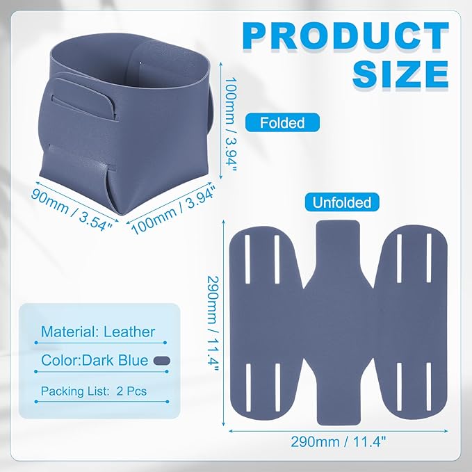 PATIKIL 2Pack Leather Desk Organizer, Leather Pencil Pen Holder Jewelry Valet Tray Hair Accessories Organizer for Bedroom Drawer Office Key Wallet Watch Pen Pencil Glasses, Dark Blue