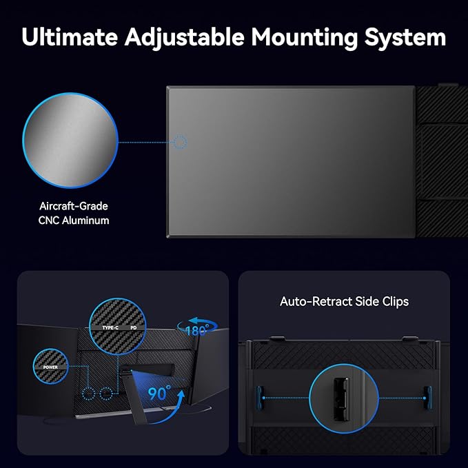 15.3" Laptop Triple Screen Extender Portable, One Cable Connection Laptop Monitor FHD 1080P IPS, Ultra Thin Dual Monitor for 13-17" Laptops, Plug & Play Compatiable with Win/Mac/Chrome/Android/Switch