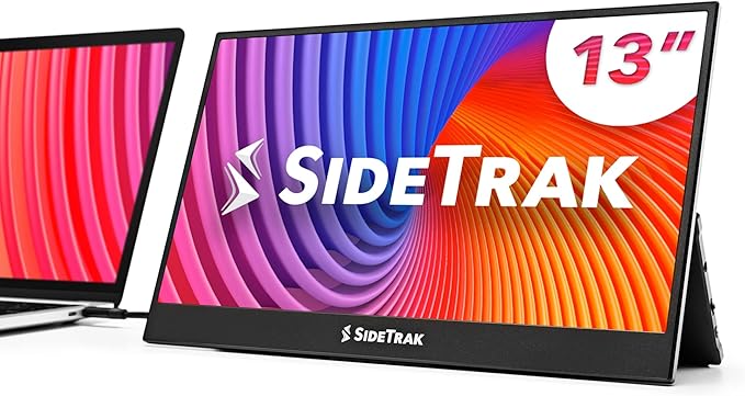 SideTrak Solo Pro 13' Freestanding Portable Monitor | 1080p LED .04' Thin | Kickstand | 10ms Response Time | 60Hz Refresh Rate | USB-C, Mini HD | 1.3 lbs. Travel Monitor