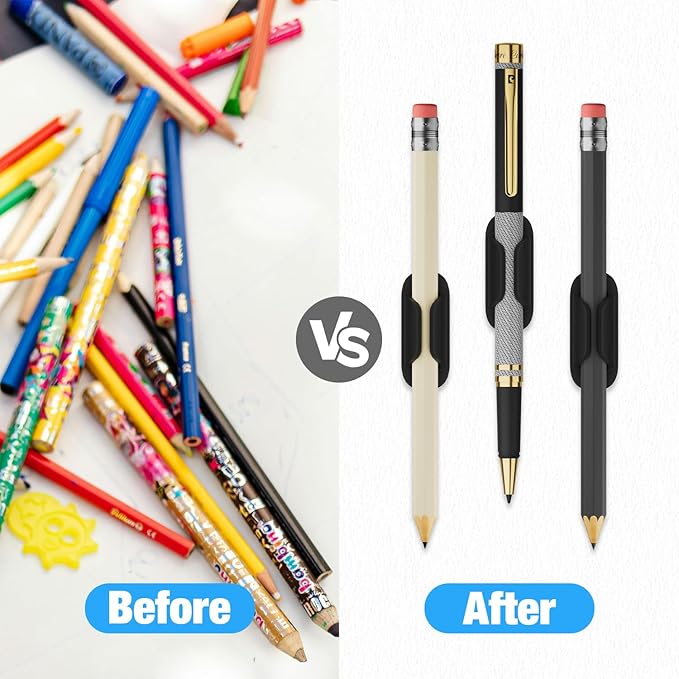 Adhesive Pencil Holders for Desk Silicone Pen Holder Organizer for Desk Accessories,Teacher Supplies for Classroom, Office, School Accessories,Notebook, WallS or Clipboards（10PCS,Black）