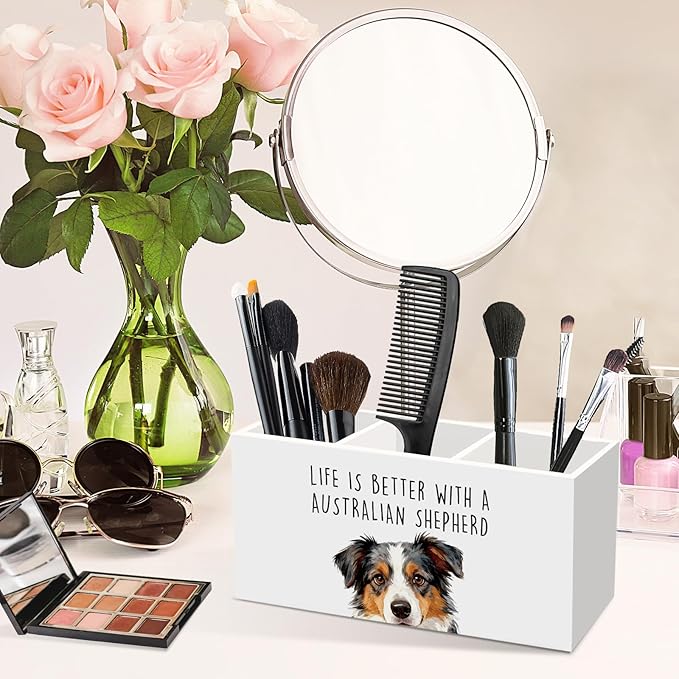 Australian Shepherd Dog Gifts Pen Pencil Holder for Desk, Funny Dog Gift Office Desk Accessories, Life Is Better with a Australian Shepherd Pen Holders Organizer for Classroom Bathroom Decor