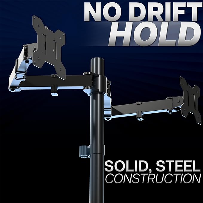 VIVO Dual Monitor Desk Mount, Heavy Duty Fully Adjustable Stand, Fits 2 LCD LED Screens up to 32 inches and 22 lbs Each, Black, STAND-V032