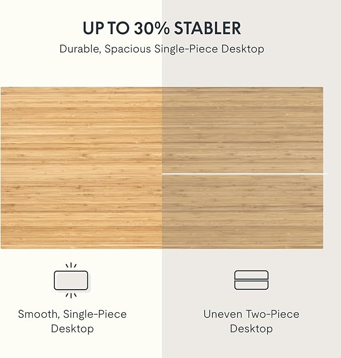 FLEXISPOT EN1 Bamboo Standing Desk, 48 x 24 Inches Whole-Piece Electric Height Adjustable Desk (Silver Frame + Bamboo Top, 2 Packages)