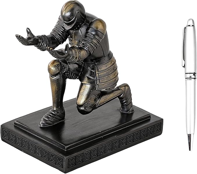 Executive Knight Pen Holder Decorative Resin Pen Holders For Desk Organizer Cool Ornament Gift For Office and Home (Iron)