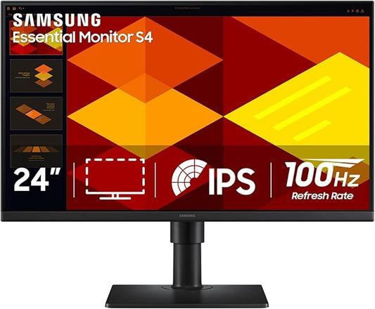 Samsung 24” (S40GD) Borderless Business Monitor with IPS Panel, 100Hz Refresh Rate, Eye Saver Mode, Ergonomic Design, Game Picture Mode, LS24D402GANXGO, 3 Yr Warranty