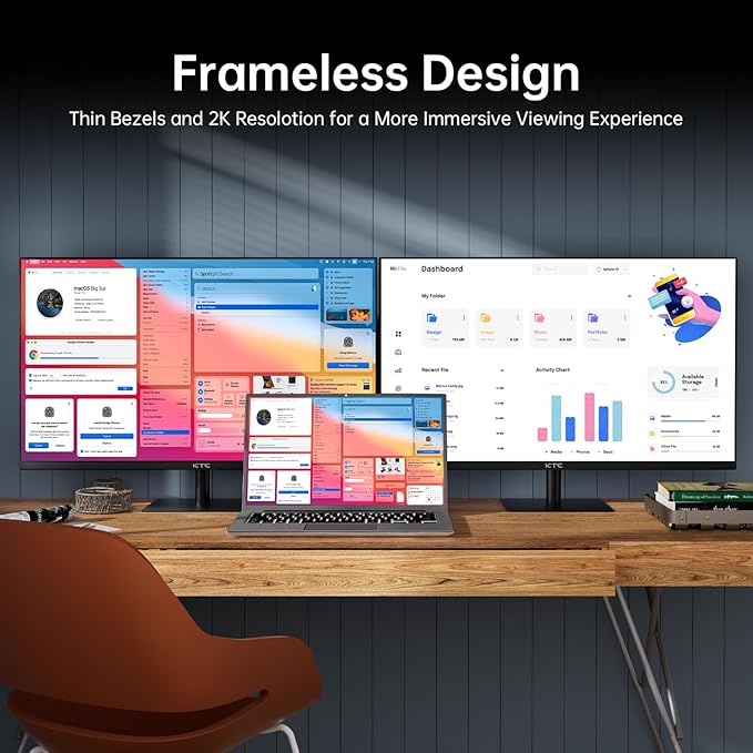 KTC 32 Inch 2K 120Hz Computer Monitor, IPS QHD 2560 x 1440p Monitor with Ultra-Thin Bezels, HDR10, Adaptive Sync, HDMI/Display Ports, Tilt Adjustable, Eyecare, Ideal for Office and Casual Gaming