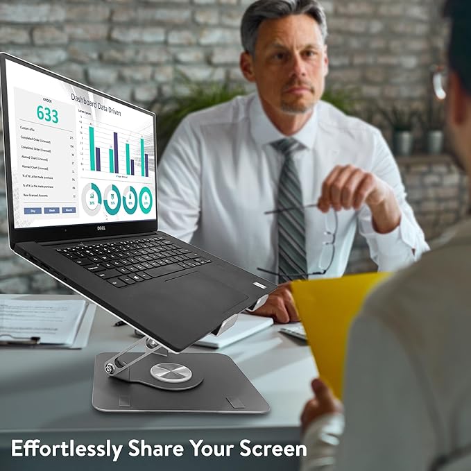 Uncaged Ergonomics Swivel Laptop Stand for Desk, Adjustable Computer iPad Stand for Desk w/ 360 Rotation, Portable Laptop Holder for Home Office Ergonomic Supplies (Space Gray)