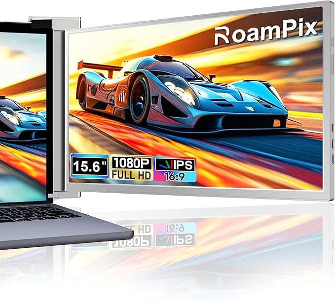 Laptop Screen Extender, 15.6" FHD 1080P IPS Portable Monitor for Laptop, Dual Monitor Extender for 13"-17.3" Laptops, Compatible with MacOS, Windows