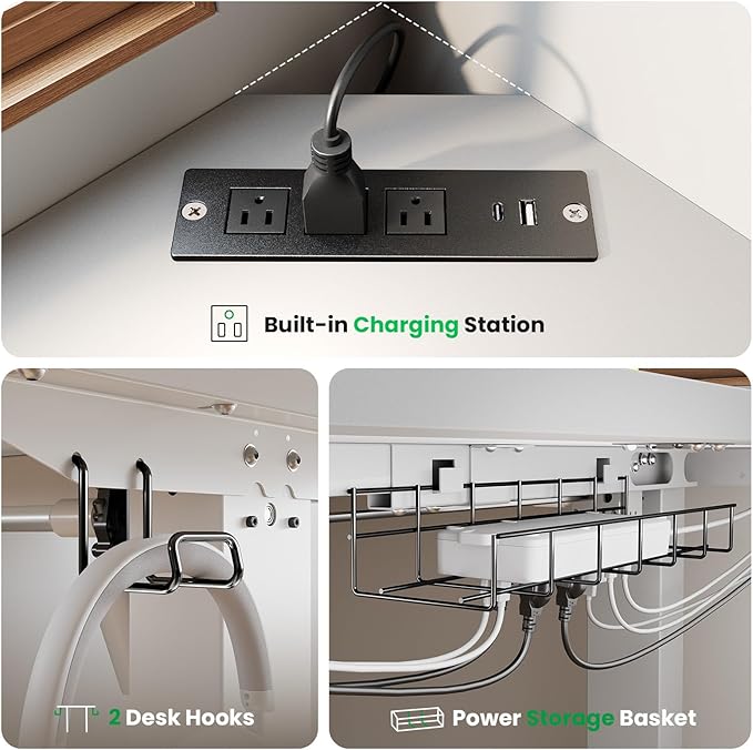 SIAGO L-Shaped Standing Desk - 63 x 55 Inch Adjustable Corner Standing Desk with Charging Station - L Shape Sit Stand Table with Memory Controller, Splice Board for Home Office