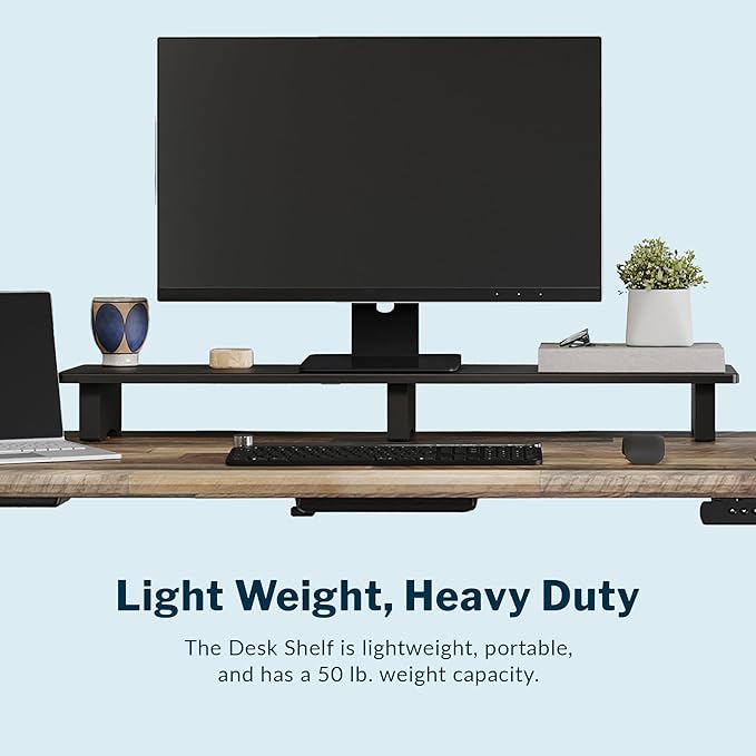 Vari Modern Monitor Riser - Large Dual Monitor Stand - Elevated Desk Shelf for Home Office Organization - Durable and Lightweight - Ideal for Computer and Gaming Setup - Black, 40”x10”x4”