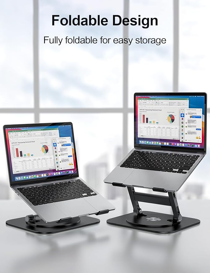 MCHOSE Laptop Stand, H-Design Stable Computer Stand, Ergonomic Laptop Riser with 360° Rotating Base, Notebook Compatible with All 10-17” Laptops, Black
