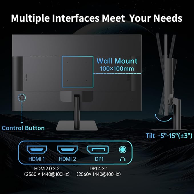 KTC 32 Inch 2K 120Hz Computer Monitor, IPS QHD 2560 x 1440p Monitor with Ultra-Thin Bezels, HDR10, Adaptive Sync, HDMI/Display Ports, Tilt Adjustable, Eyecare, Ideal for Office and Casual Gaming