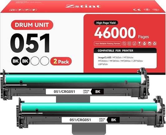 051 Drum Unit 2-Pack High Yield Replacement for Canon 051 CRG051 Imaging Drum Compatible with Canon imageClass MF263dn MF264dw MF266dw MF267dw MF269dw LBP162dw LBP161dn LBP160 MF260 Series Printer