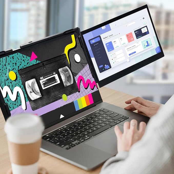 Teamgee P1 Plus Laptop Screen Extender 13.3” FHD 1080P IPS Display，Dual USB & HDMI Portable Monitor, Plug-and-Play Compatible with Mac/Windows/Android, Fits 13-17" Laptops