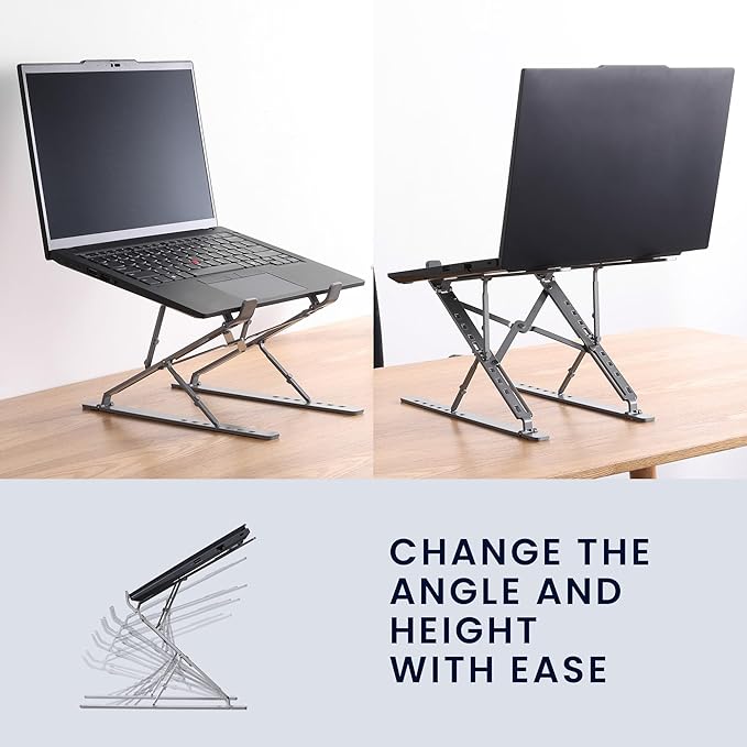 kwmobile Laptop Stand - Adjustable Laptop Riser, Holder - Aluminium Portable DJ, Gaming Stand - Foldable Lap Top, Notebook Desk Stands - Folding Computer Accessories