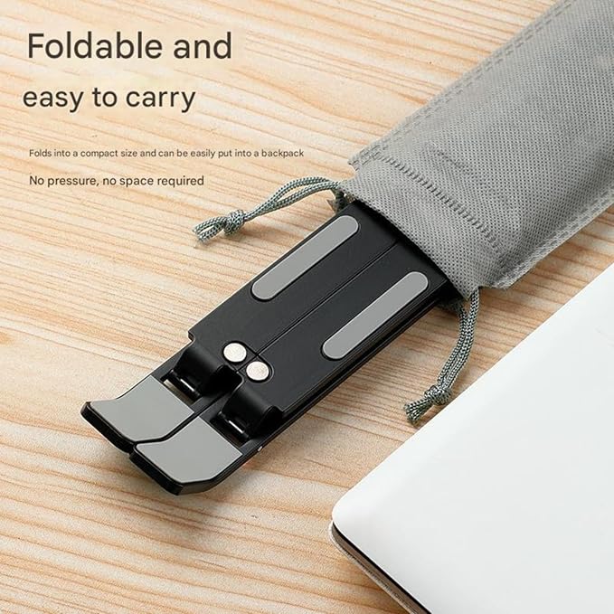 Portable Foldable Aluminum Alloy Tablet·Laptop Stand｜7 Levels of Lifting·Non-Slip and wear-Resistant·Ultra-Thin and Lightweight·Essential for Office·Home·Travel·Students (Silver,Plastic)