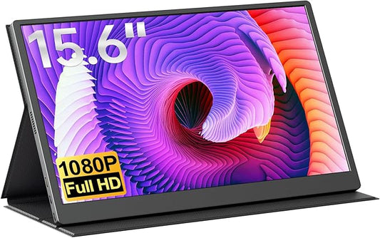 cocopar Portable Monitor 15.6'' 1080P 60Hz 60% sRGB IPS Travel Monitor with USB-C HDMI Portable Screen for Laptop MacBook Surface PC PS4/5 External Display with Full Cover, VESA Mountable