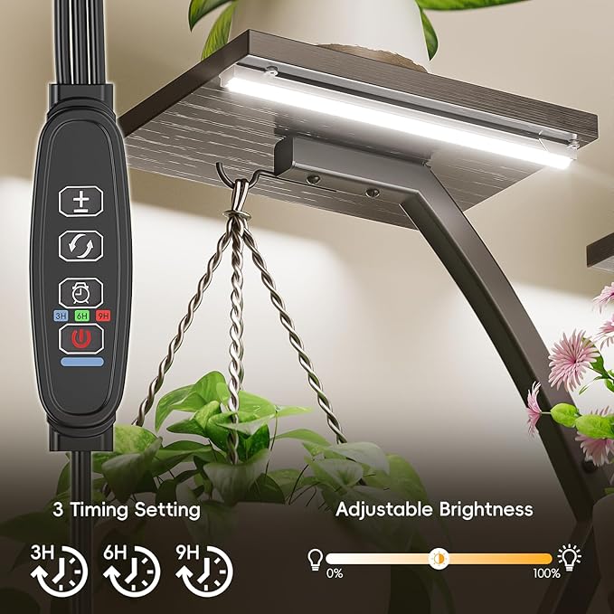 Plant Stand Indoor with Grow Lights - 7 Tiered Metal Corner Shelf for Multiple Plants, 63" Corner Plant Stand for Indoor Plants, X-Shaped Plant Rack for Home, Living Room, Office & Patio Decor