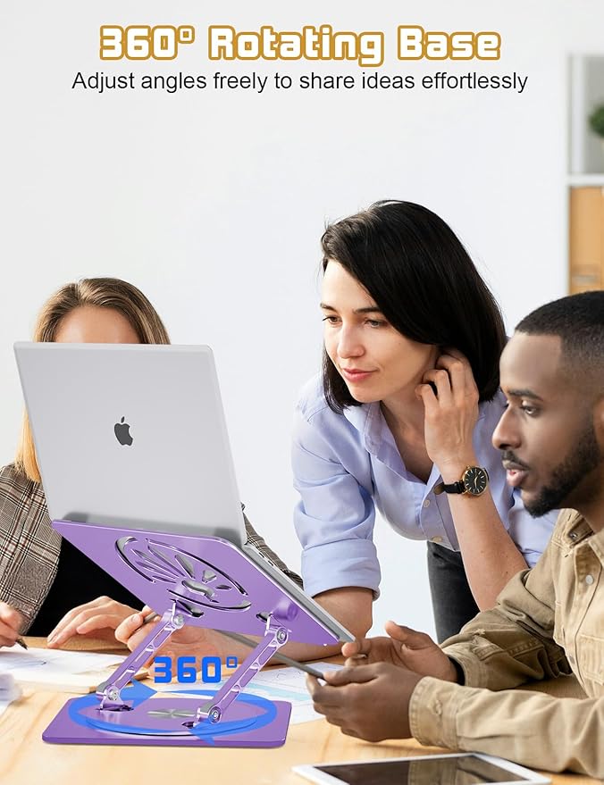 Adjustable Laptop Stand for Desk-360° Rotating Foldable Laptop Holder Ergonomic Laptop Riser for MacBook Pro/Air Dell HP Lenovo Notebook up to 16",Purple