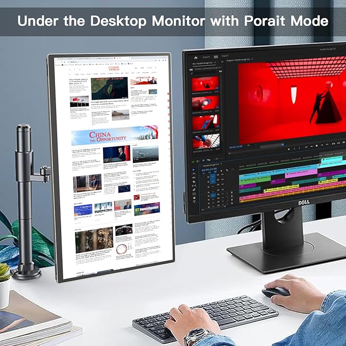 21.5-inch USB-C HDMI Portable Monitor 100Hz 120sRGB 1080P with VESA 180° Adjustable Kickstand Ultra-Slim Frameless FHD HDR Display, Travel Second Monitor for Laptop PC