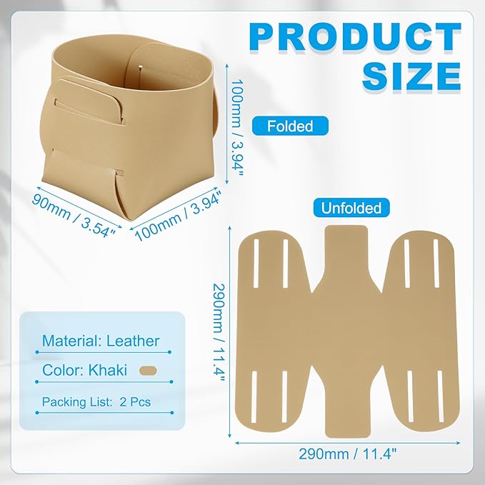 PATIKIL 2Pack Leather Desk Organizer, Leather Pencil Pen Holder Jewelry Valet Tray Hair Accessories Organizer for Bedroom Drawer Office Key Wallet Watch Pen Pencil Glasses, Khaki