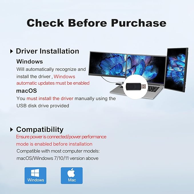 DEPGI 14" Laptop Screen Extender Built-in Cooler, 1200P FHD One Cable Connect Portable Triple Monitor, Dual Screen Monitor Fits 13"-17.3" Laptop with Stand for MacOS/Windows