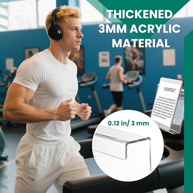 Jetec Treadmill Book Holder, Clear Acrylic Reading Rack for Treadmill Tablet Rack Universal Holder Tablet Magazines Books for Gym Exercising(9 x 8 x 1.5 Inches)