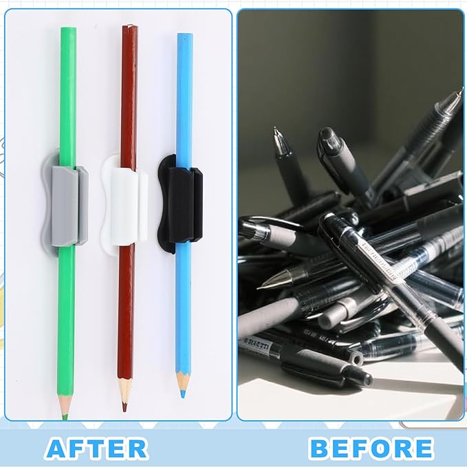 Sherr 48 Pack Adhesive Pencil Holders for Desk Upgraded Pen Holder for Desk Silicone Flexible Adhesive Marker Organizer Clipboard Classroom School Office Accessories Teacher Supplies (Neutral)