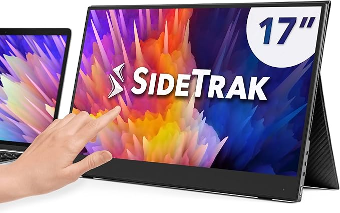 SideTrak Solo 17.3” Touchscreen Portable Full HD LED Monitor, Laptop Dual Screen Computer Extender with Large Display Cover, for PC, Gaming & Chrome, HDR Enabled, Powered by USB-C® or HDMI