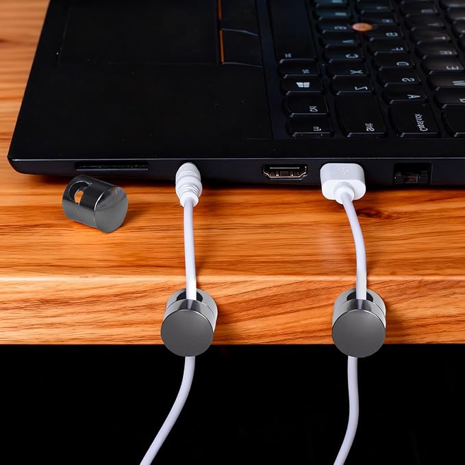 OIIKI 3 Sets Charger Cord Holders, Adhesive Cable Clip Cord Organizers, Metal Adjustable Wire Management Office Nightstand Desk Accessories for Charger Wire USB Keyboard Cable- Black