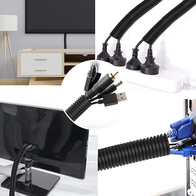 Sasylvia 1/2" x 300 ft Split Wire Loom Tubing Automotive Wire Loom Assortment Split Cable Sleeves Bulk Flexible Electrical Conduit Protective Kit