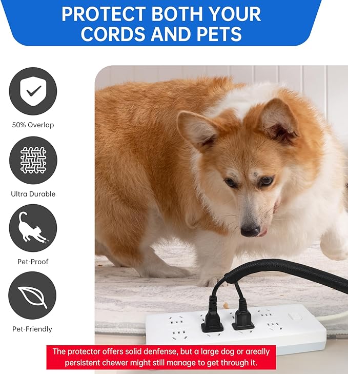 Split Braided Cable Sleeve，Flexible Wire Loom Tubing, Automotive Cord Protector Pet Proof, Cable Management for Computer TV Electric Wires Harness 16ft (Black, 19mm（3/4")