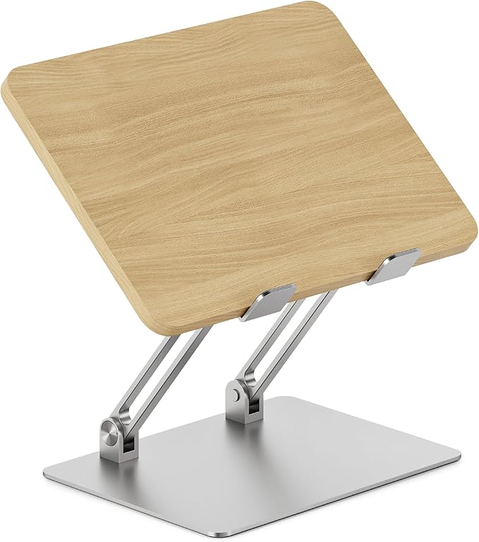 Branch Adjustable Laptop Stand - Portable Wooden Laptop Riser with Customizable Height & Angle - Foldable - Secure Silicon Grips for Home or Office - Woodgrain