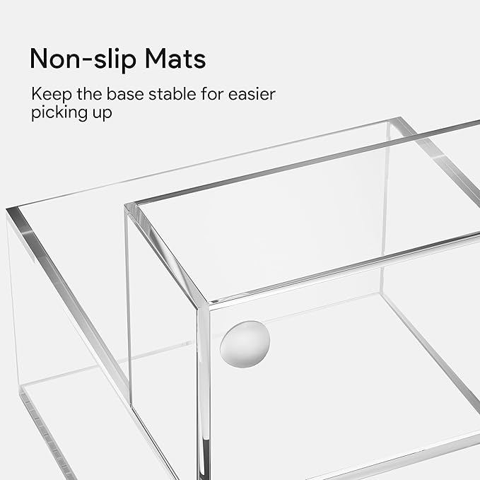 HBlife Acrylic Pen Holder for Desk, 3-Compartment Small Desk Organizer, Clear Office Supplies Desk Accessories with Sticky Notes Holder Stores Post It Notes 3X3 for Office, Home and School