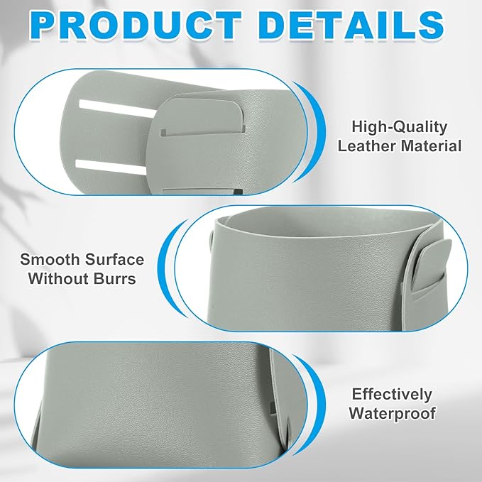 PATIKIL 2Pack Leather Desk Organizer, Leather Pencil Pen Holder Jewelry Valet Tray Hair Accessories Organizer for Bedroom Drawer Office Key Wallet Watch Pen Pencil Glasses, Medium Gray