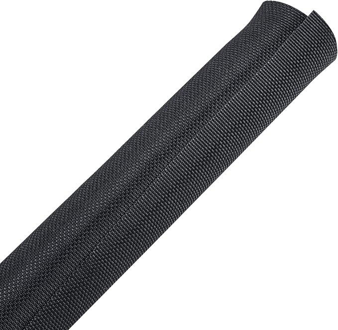 Split-Sleeves Black Wire Loom Tubing - Flexible, Wear-Resistant Cord Management Cover for Car/Office/Home Harness (1" - 36 Feet)