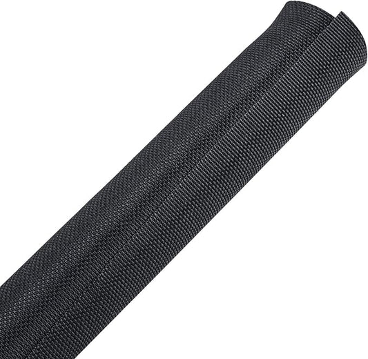 Split-Sleeves Black Wire Loom Tubing - Flexible, Wear-Resistant Cord Management Cover for Car/Office/Home Harness (1" - 36 Feet)