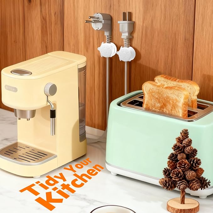 8 Pack Rotatable Cable Clips, Cord Organizer Spring Clip Cord Holder for Nightstand Cable Holders for Cords Charging Cable Organizers Cable Management for Desk Office Car Wall (White)