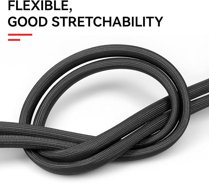 Braided Fiberglass Sleeve, 10ft High Temp Cable Sleeve, Flexible Cable Management Cable Protector for Car Wire Loom Protection (Black, 3/4")