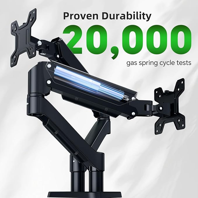 Dual Monitor Arm Desk Mount for 13-32 Inch Computer Screens, Full Adjustable Dual Monitor Stand Supports 4.4-19.8 lbs Computer Desk Mount, 75/100mm VESA Mount with C Clamp, Black